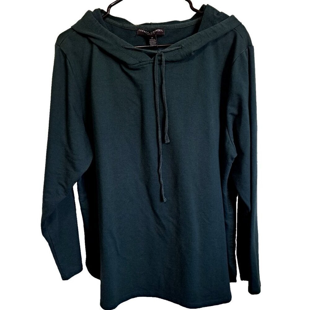 French Laundry Sport 2X Long Sleeve Green Hoodie Drawstring Top Casual Warm